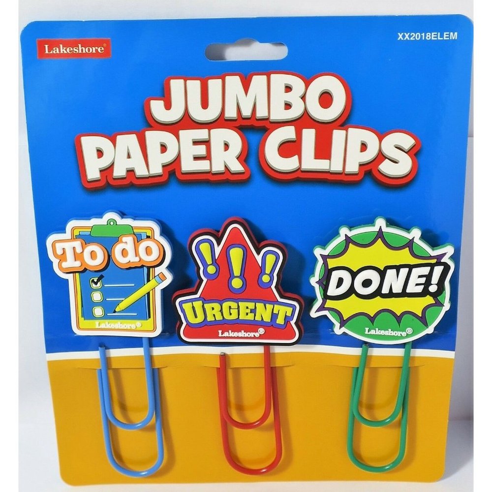 BIG 4.5" Jumbo Paper Clips Bookmark Learning Home School Supplies Teacher
